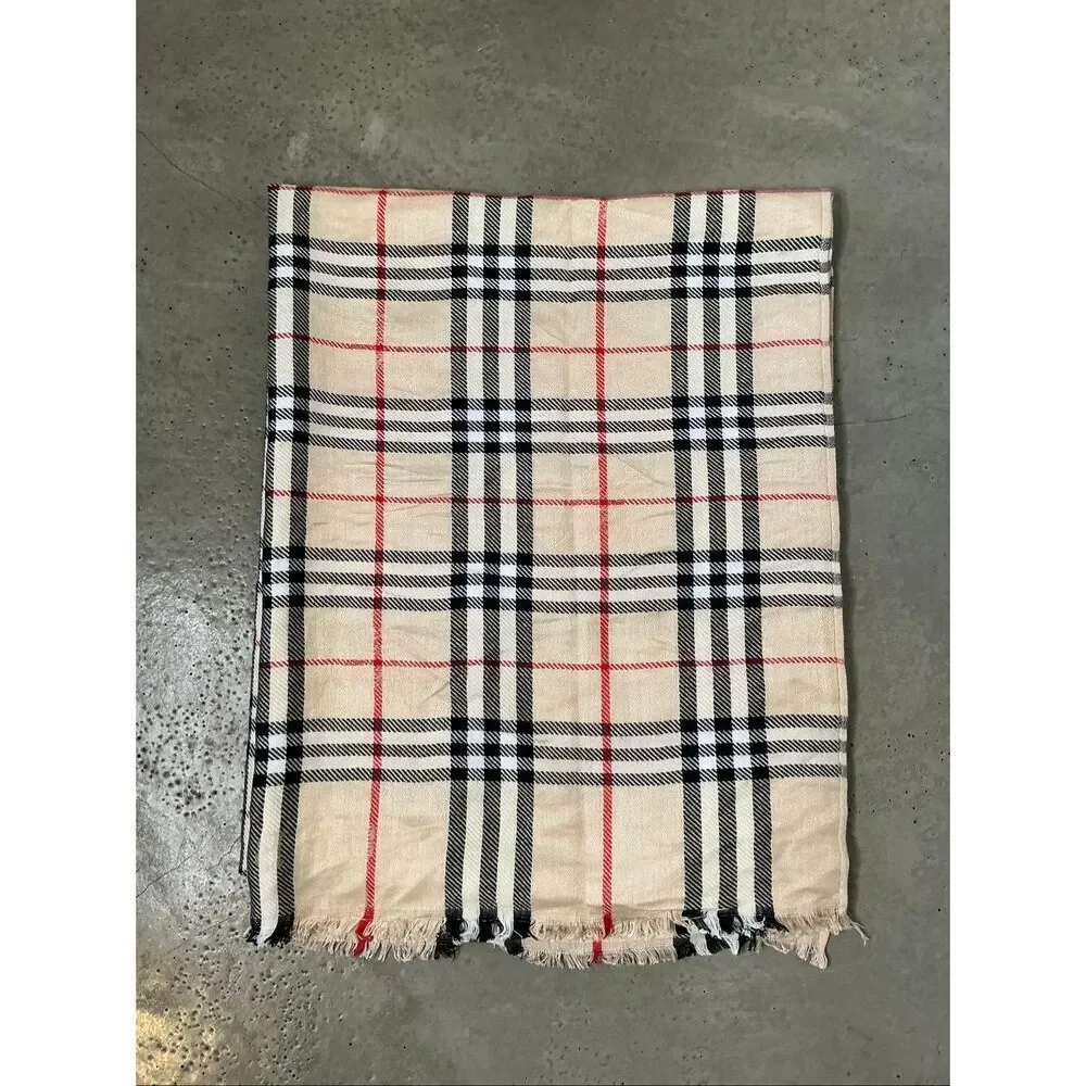 Burberry Nova Check Cashmere Tissue Scarf | Tan and Black